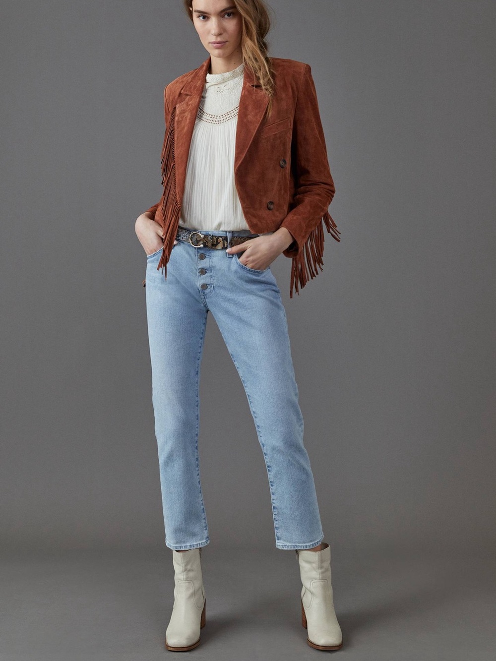 Anthropologie AG Nolan Light Blue Straight-Leg High-Rise Jeans